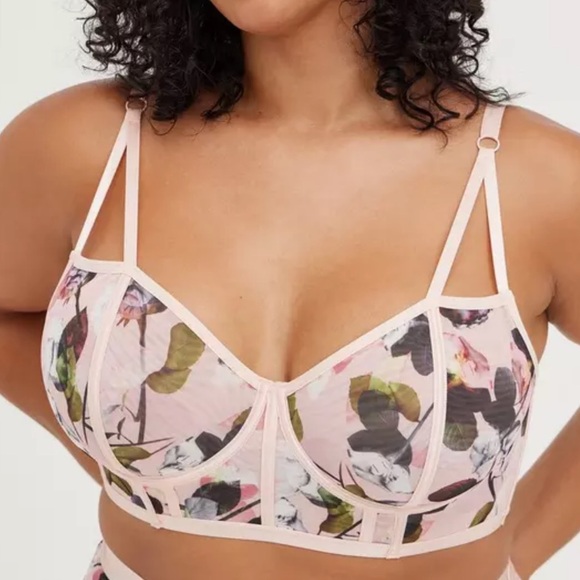 torrid Other - Torrid Dreamweave Rose Floral Print Mesh Underwire Bra - Pink and Multi